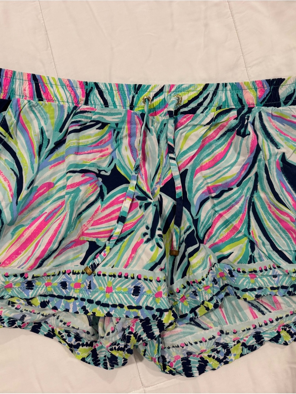 Colorful Tropical Print Drawstring Shorts